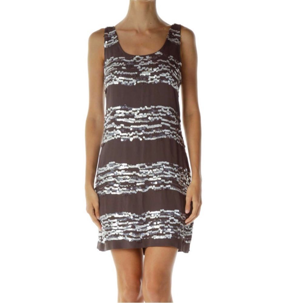 Yoana Baraschi by Anthropologie gray sleeveless sequin dress NWT